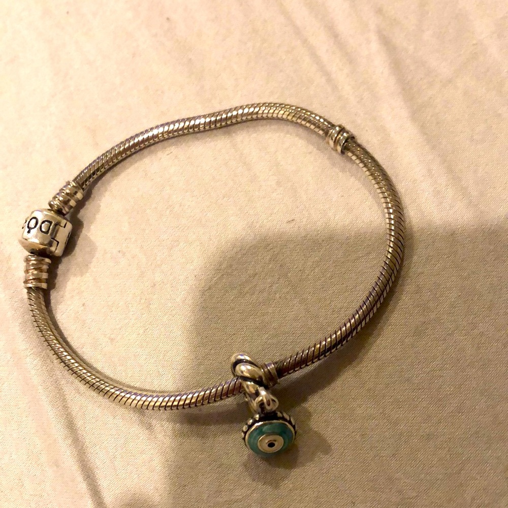 Pandora bracelet with evil eye charm